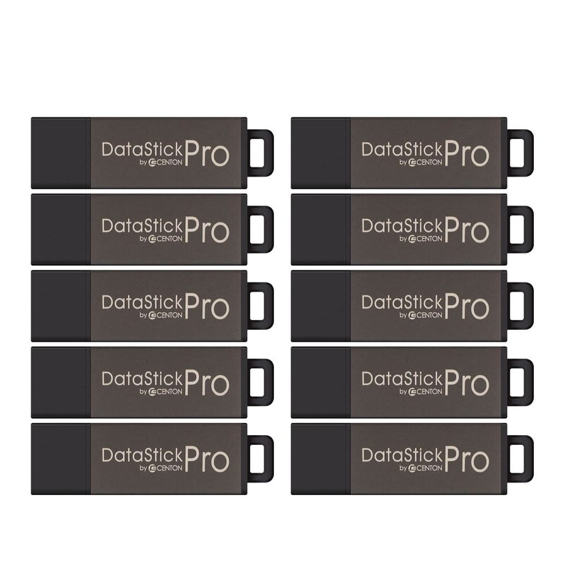 Centon Electronics DataStick Pro USB 2.0 Flash Drive, 4 GB, 10 USB Flash Drives, 10 Bulk Pack, Grey - Image 1